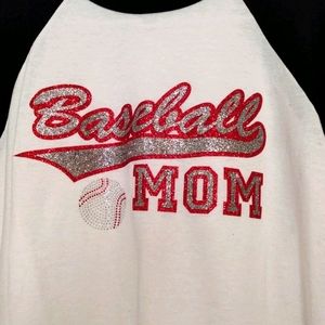 Augusta Sports Baseball Mom White Red Top sz XL